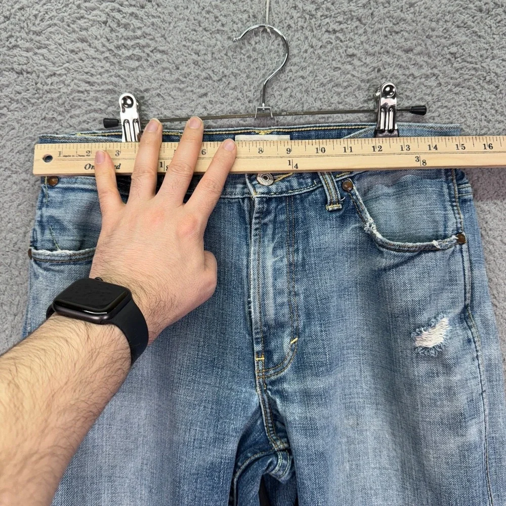 American Eagle Jeans Mens 30x32 Blue Bootcut Distressed Preppy Classic Indie Y2K